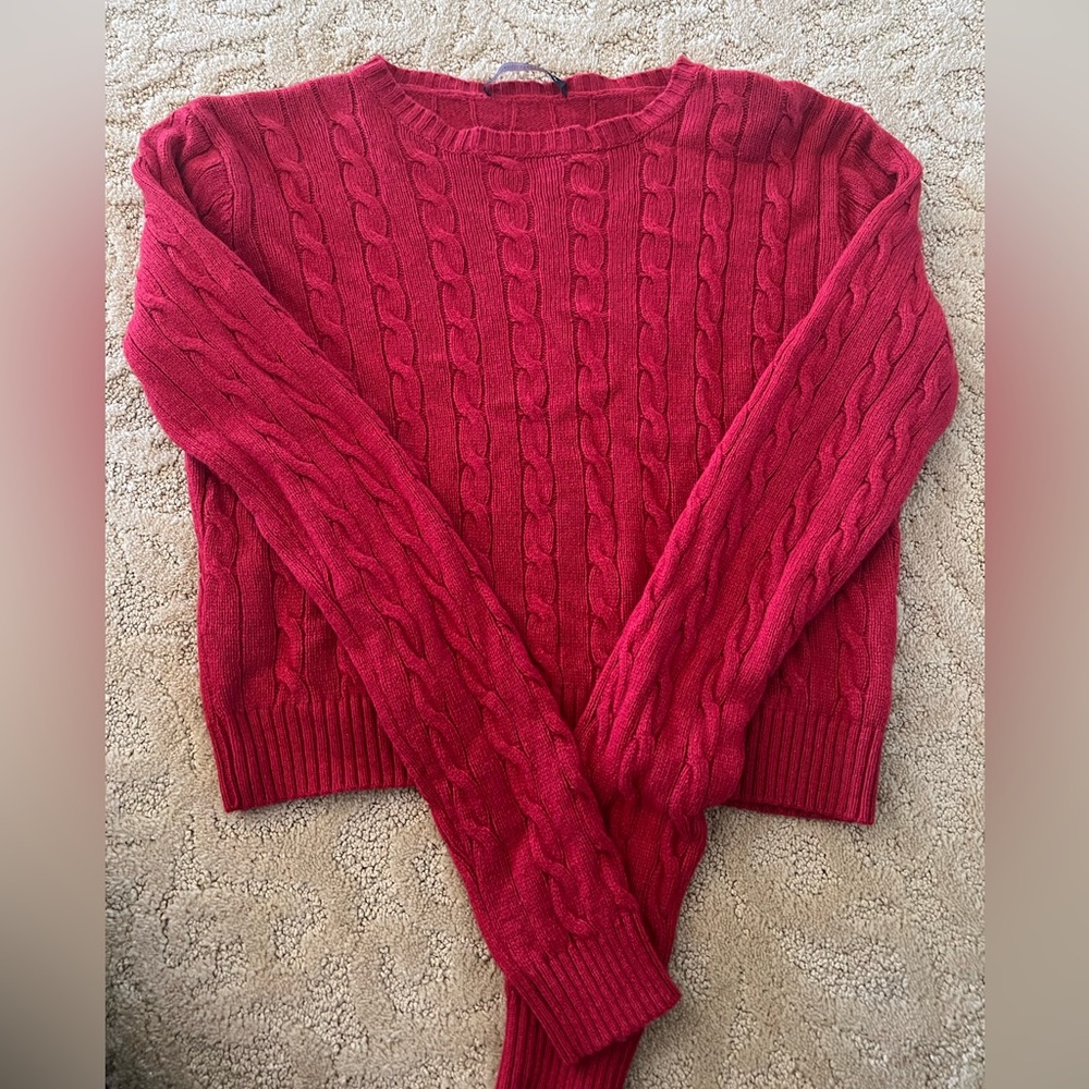 Brandi Melville cropped/waist length red cable knit sweater. One size fits all.